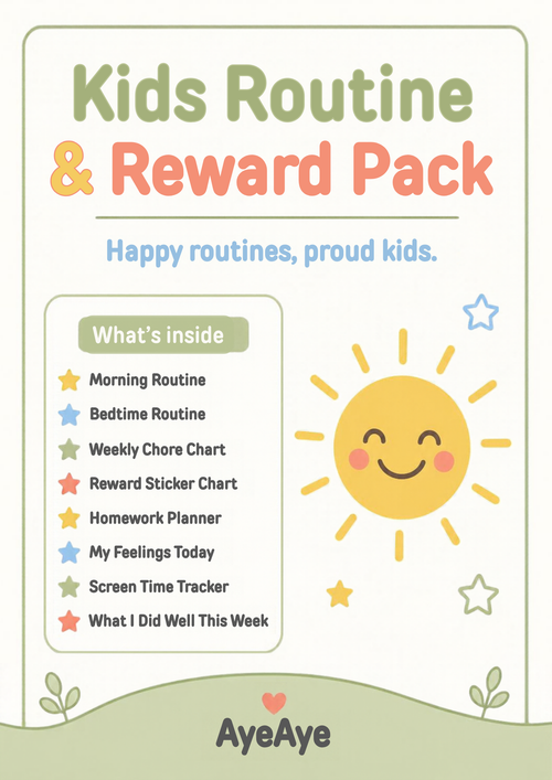 AyeAye Kids Routine and Reward Pack printable PDF cover page