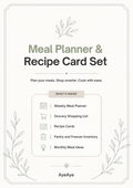 AyeAye Meal Planner and Recipe Card Set printable PDF cover page