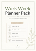 AyeAye Work Week Planner Pack printable PDF cover page